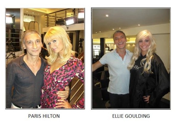 Akin HOB Salon Director) with Paris Hilton and Ellie Goulding